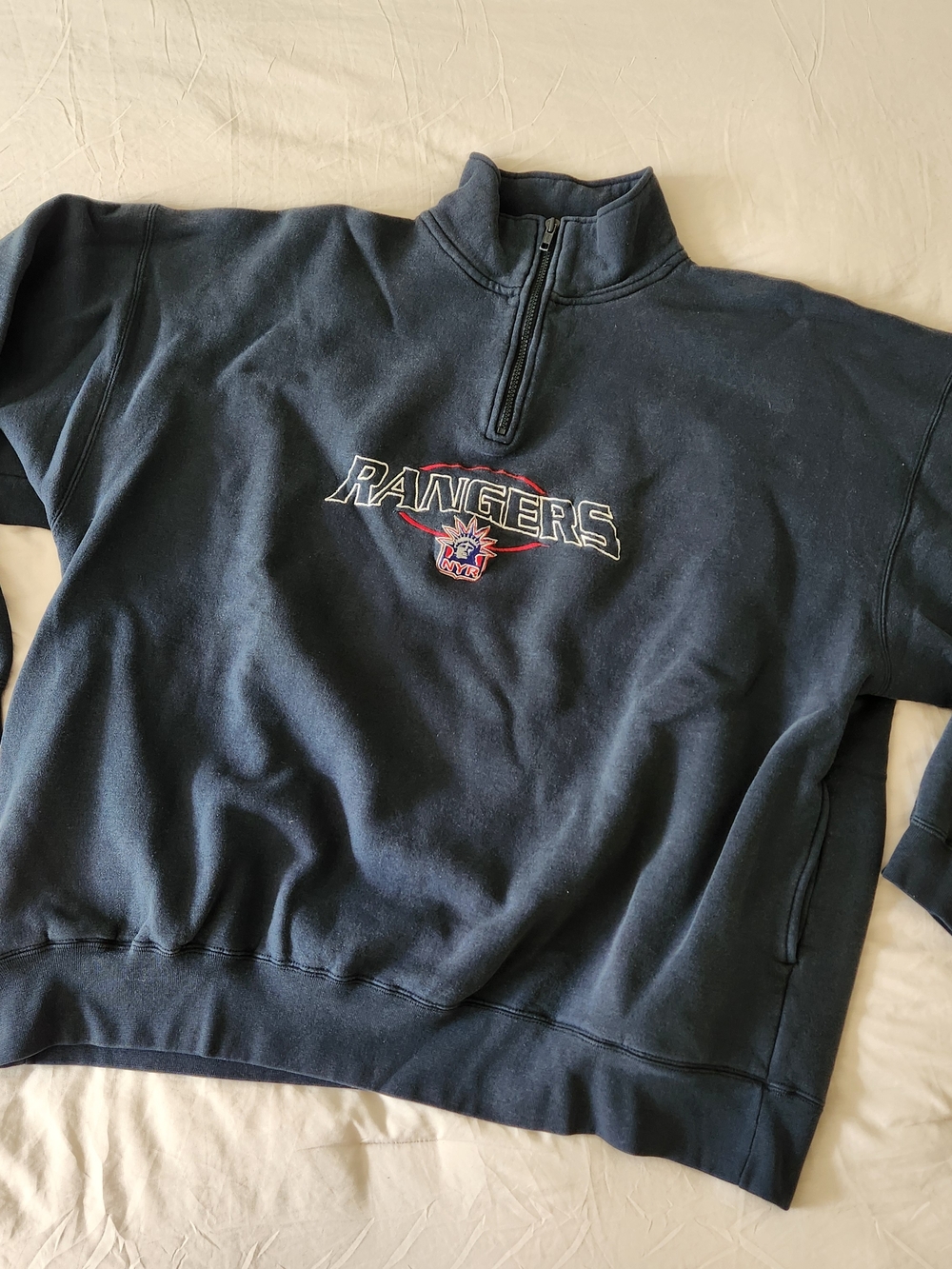 Vintage NY Rangers Navy Quarter-Zip Pullover Sweatshirt